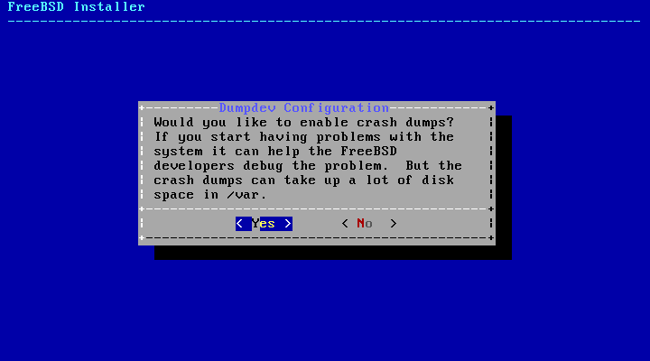 bsdinstall config crashdump