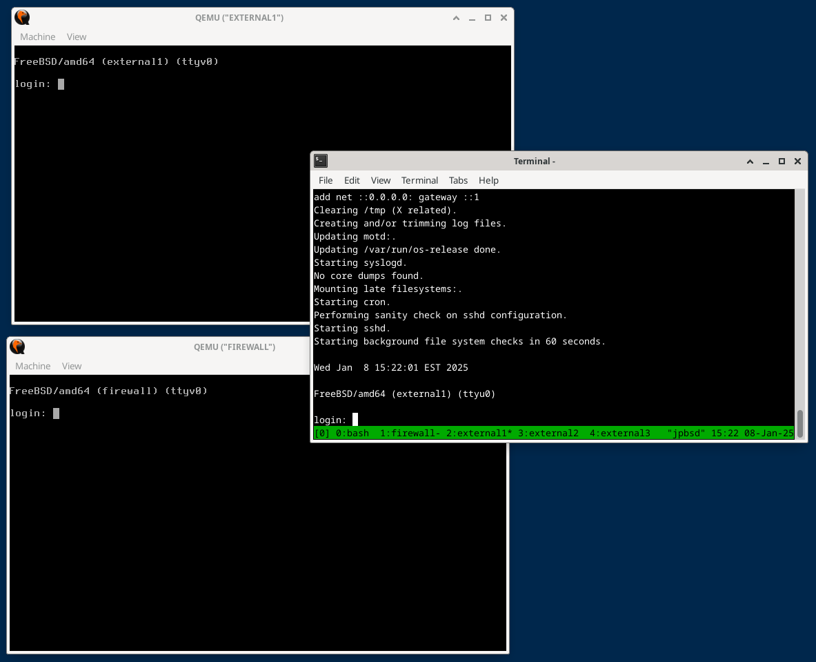 .Firewall and External1 VMs Startup with Serial Console