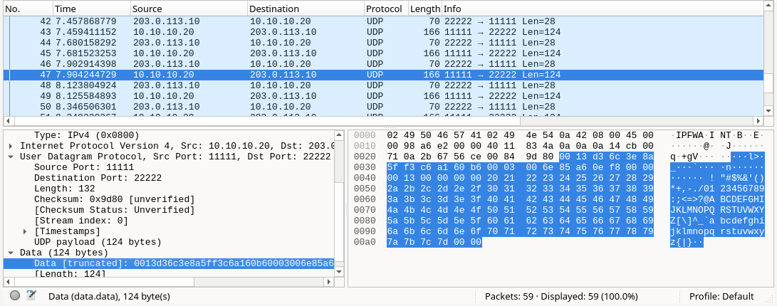 .Wireshark View of UDP Encapsulation of SCTP