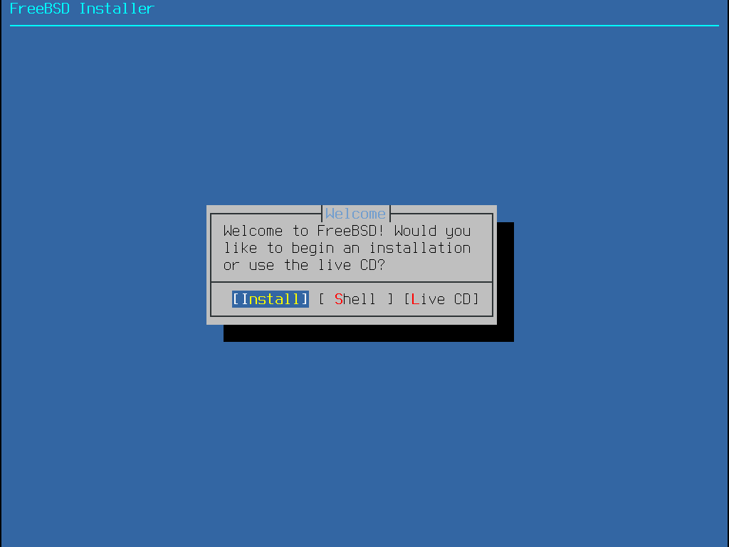 FreeBSD installation welcome menu